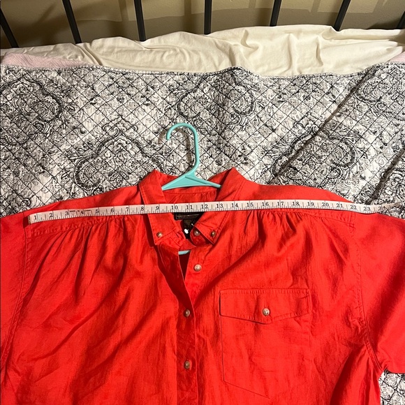 100% Linen Eddie Bauer Vibrant Red Casual Button Down Shirt - Picture 9 of 11